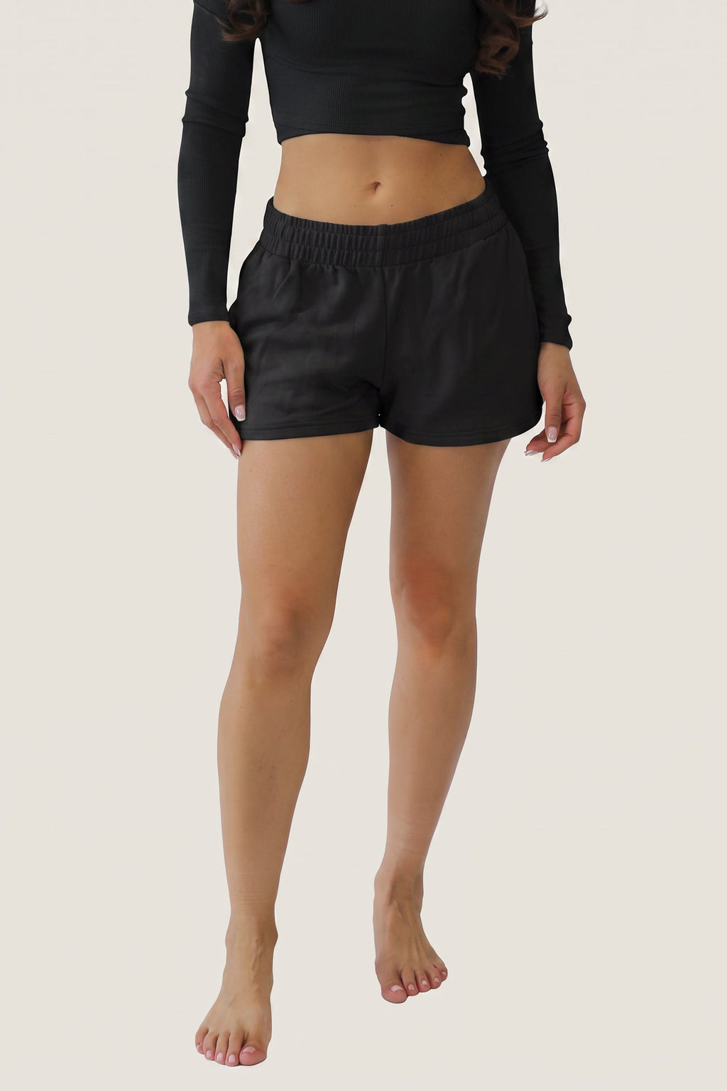 ociasoft loft lounge shorts in obsidian black brushed micro modal