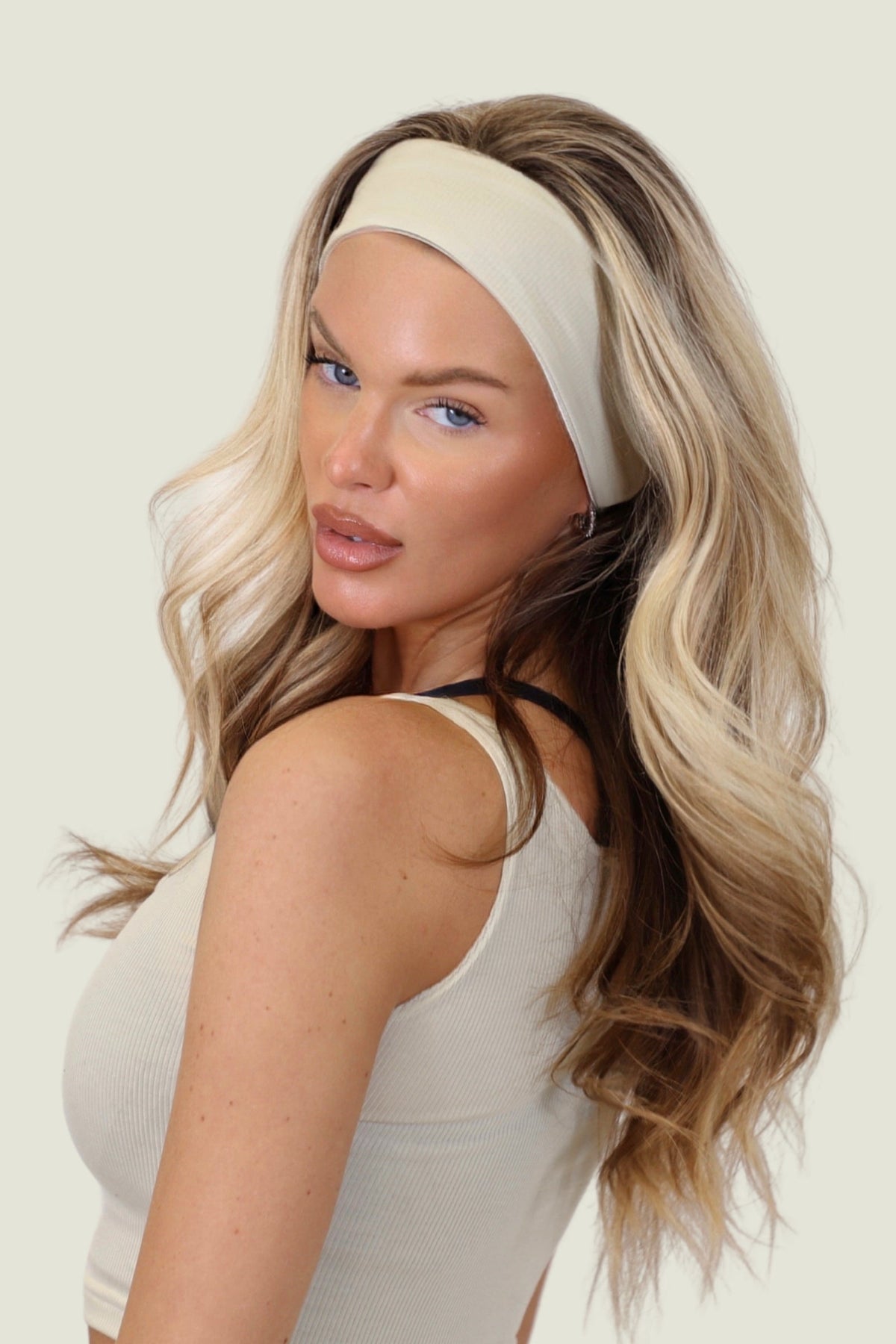 ociasoft ribbed modal headband in sand beige