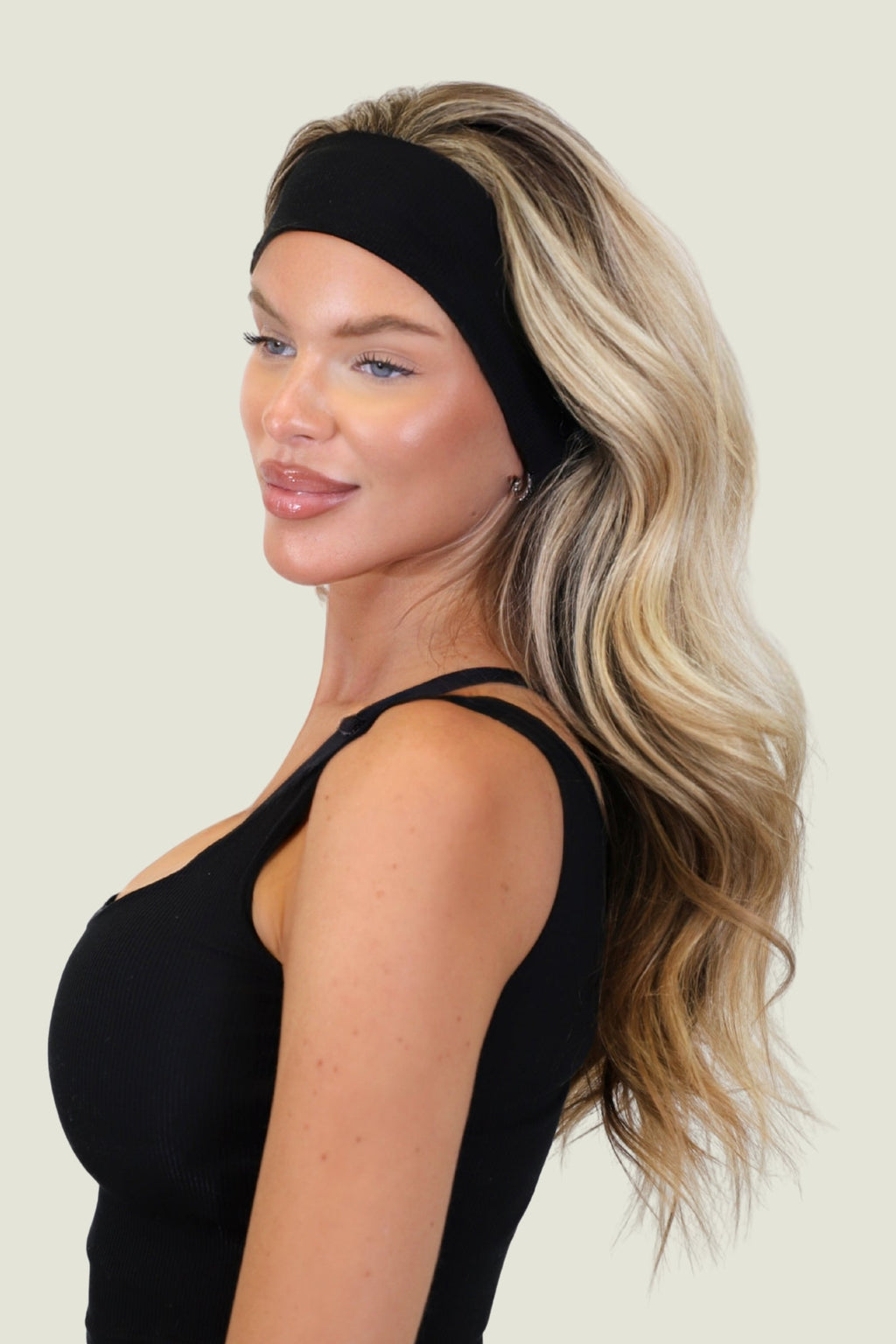 ociasoft ribbed modal headband in obsidian black