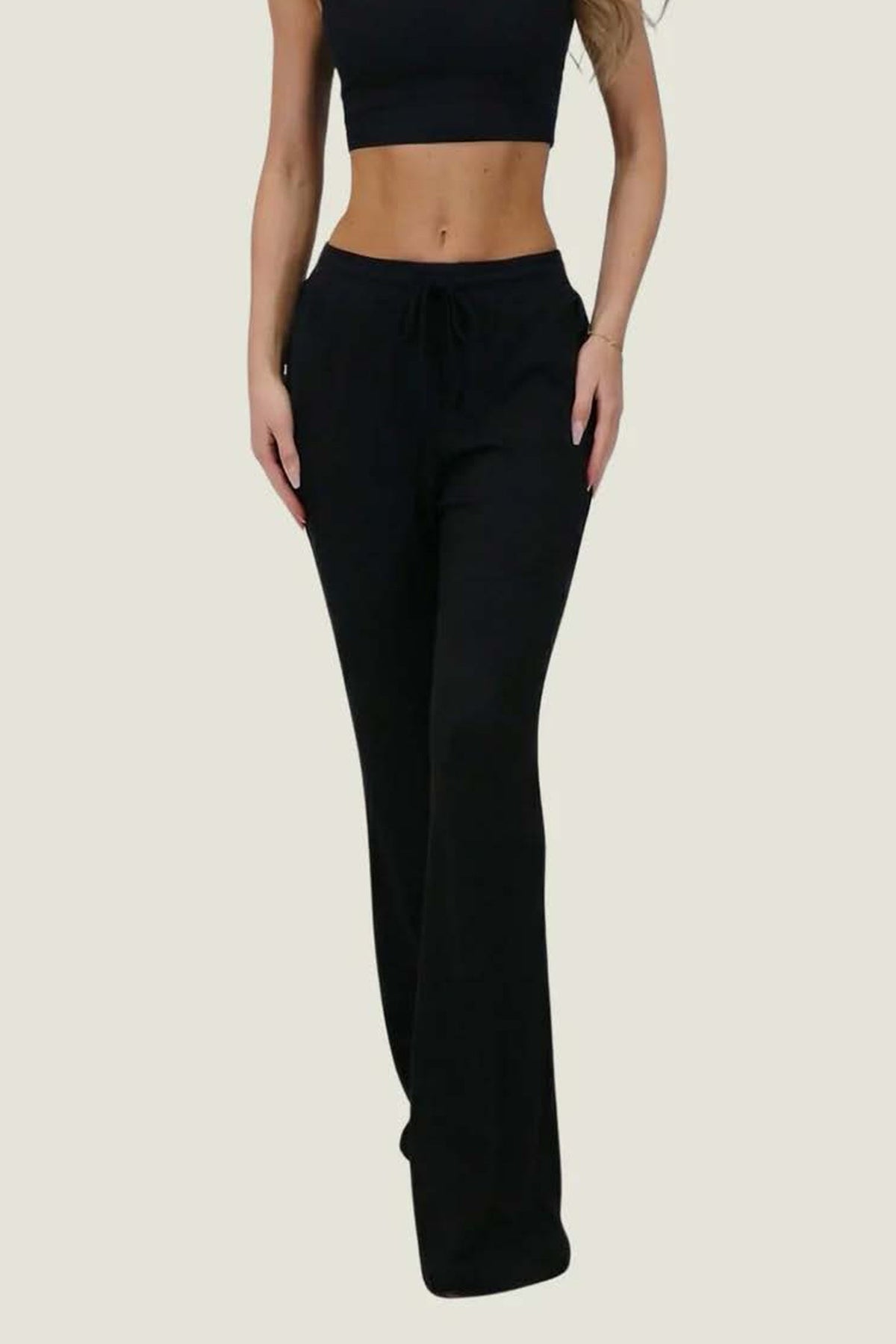ociasoft ribbed modal lounge pant in obsidian black